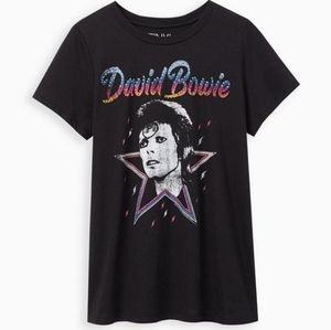 Torrid David Bowie Sparkly Black Classic Fit Band TeeT-Shirt 4X 26 28 NWT